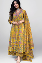Women Printed Anarkali Kurta and pant set with Dupatta