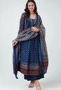 Women's Rayon Printed Anarkali Kurta and Pant with Dupatta Set